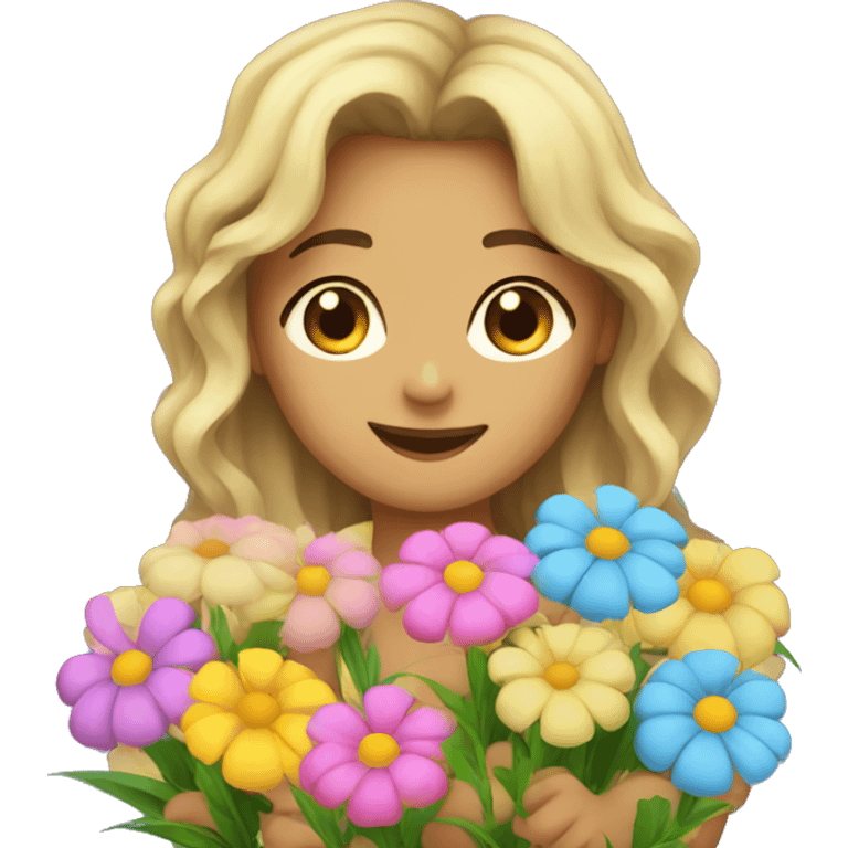 Good night with flowers emoji