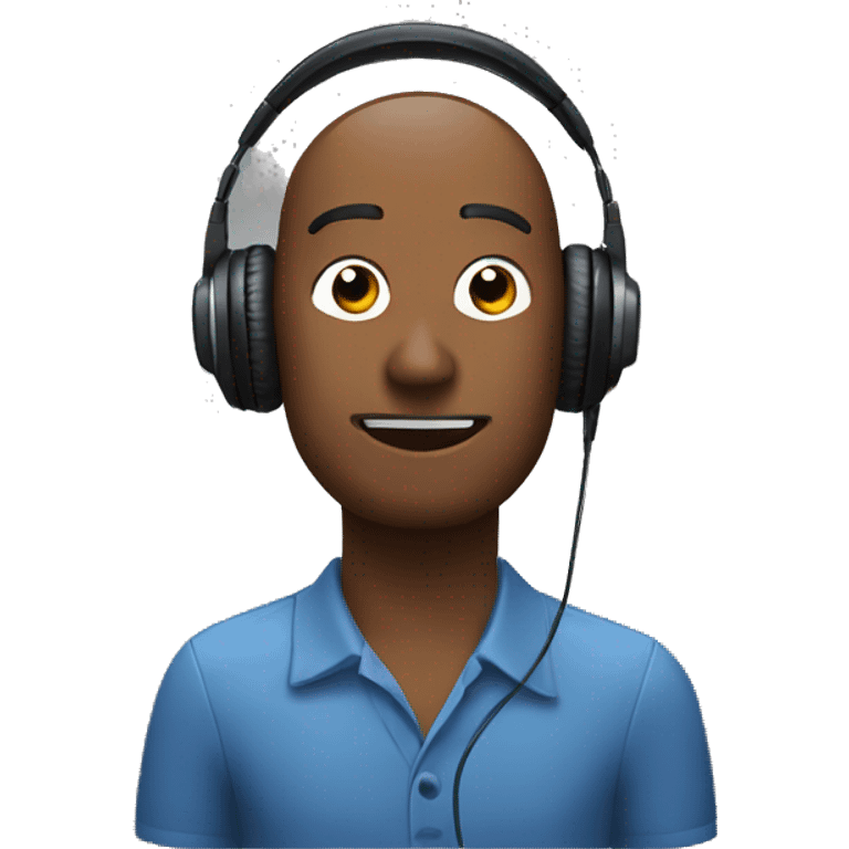 Man giving a podcast with a headphone and a mic emoji