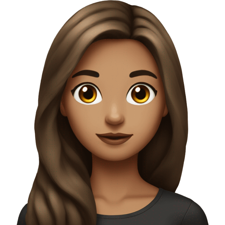 pretty girl brown long hair makeup with black kitten emoji