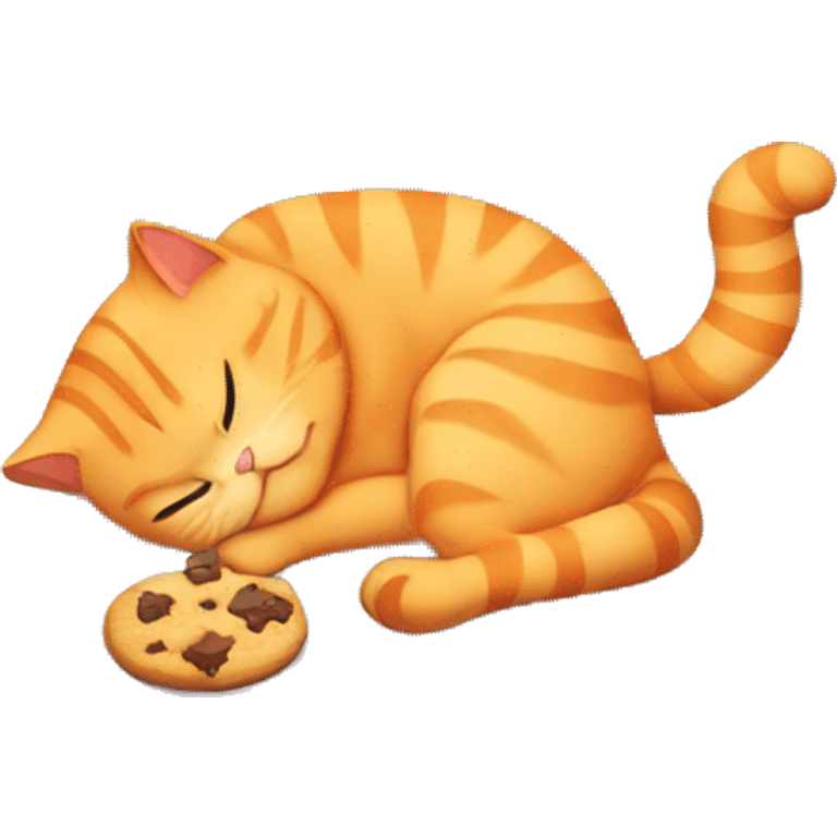 Obese orange tabby cat eating cookies  emoji