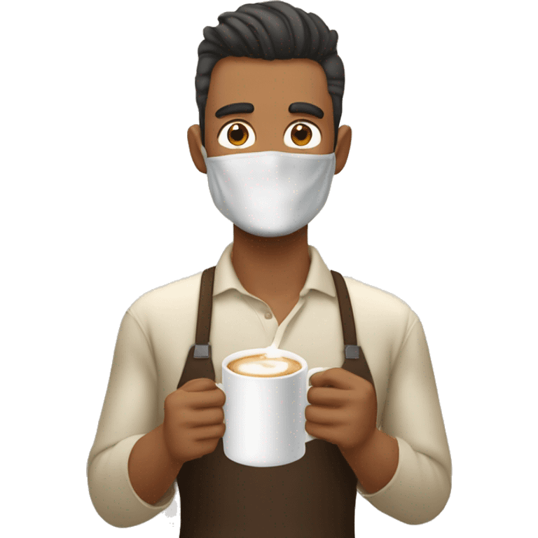 hombre tomando cafe con leche y pan emoji