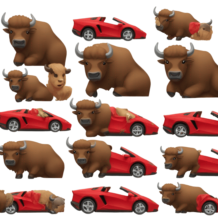 A bison in a  red Lamborghini  emoji