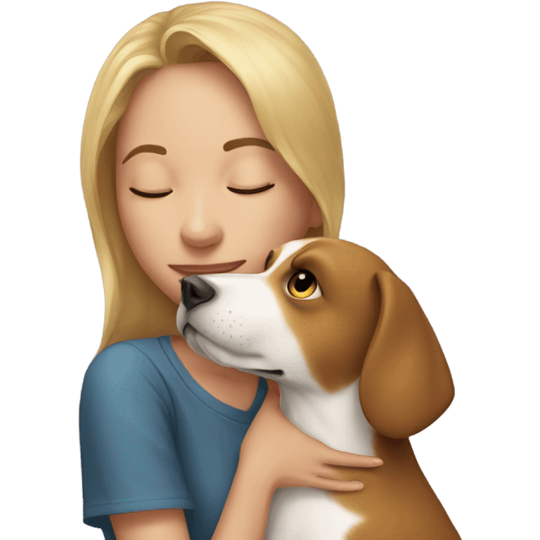 Girl kissing dog emoji