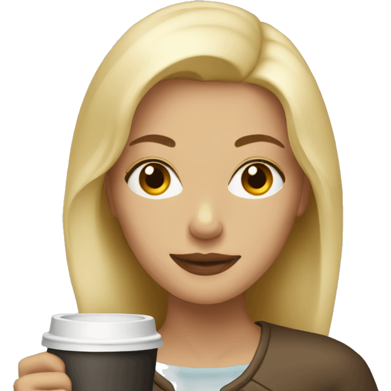 Blonde woman with coffee emoji