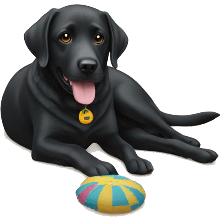 Beach with a black lab emoji