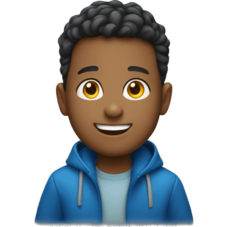 smiling boy in blue jacket  emoji