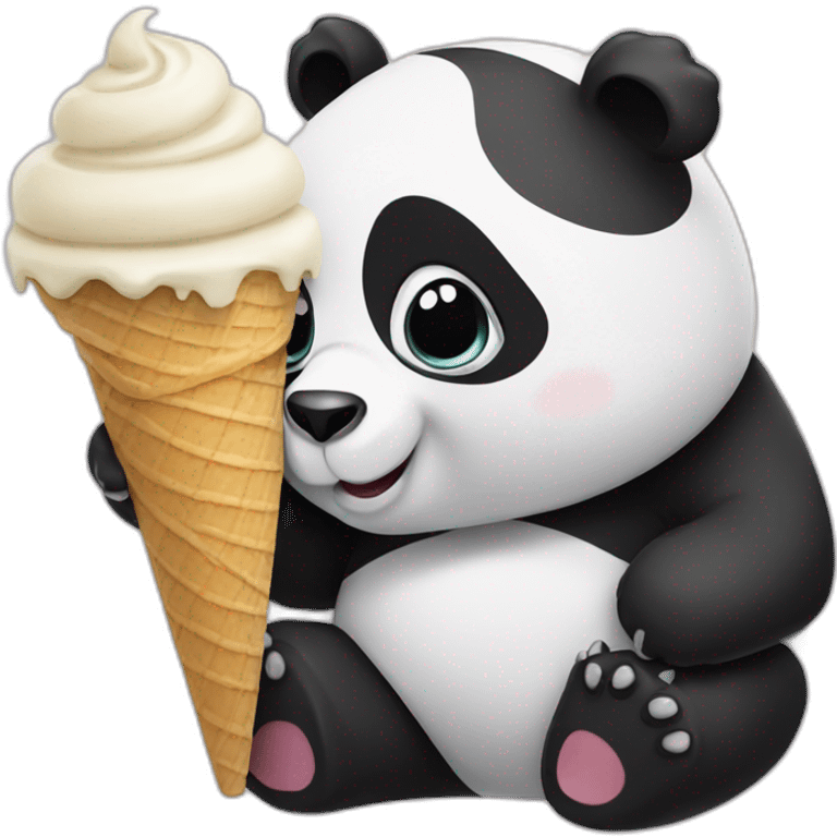 Panda eating ice cream emoji