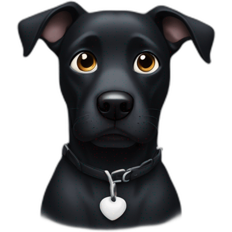 a black dog with a black muzzle with a white chest and hanging ears emoji