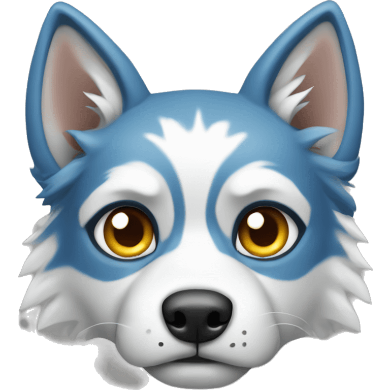 Perro lobo color blanco ojos azules  emoji