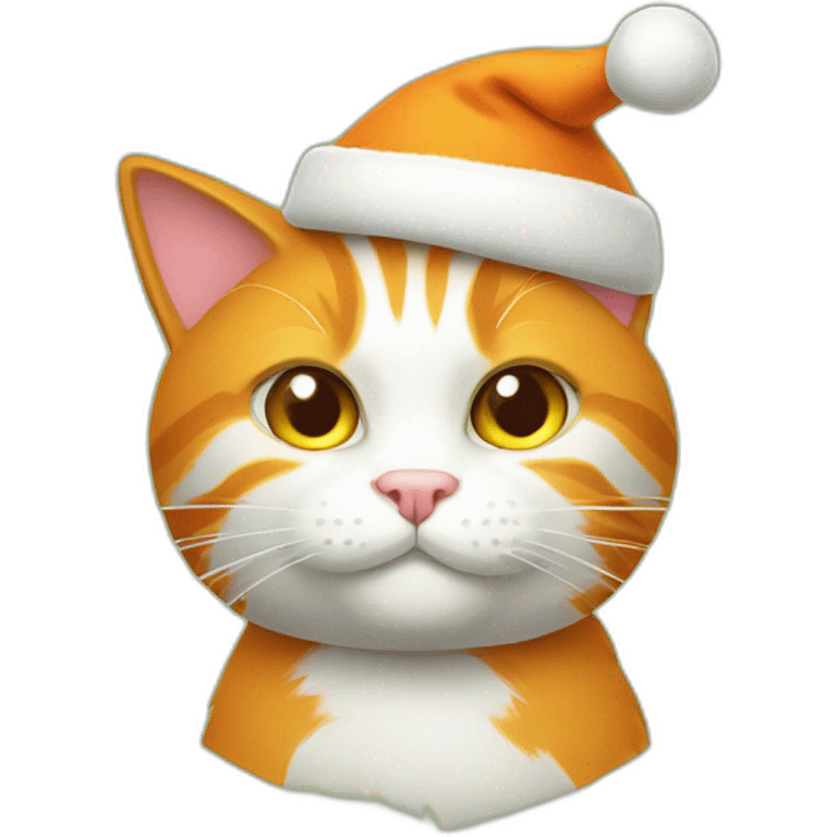 orange cat with a christmas hat emoji