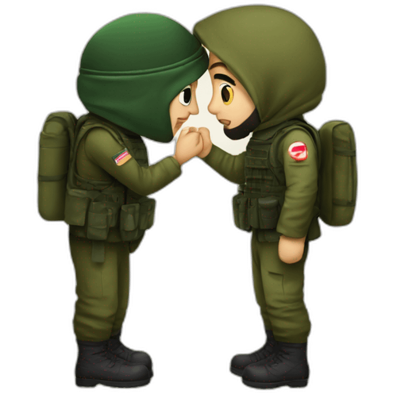 hamas and israeli soldier kissing emoji