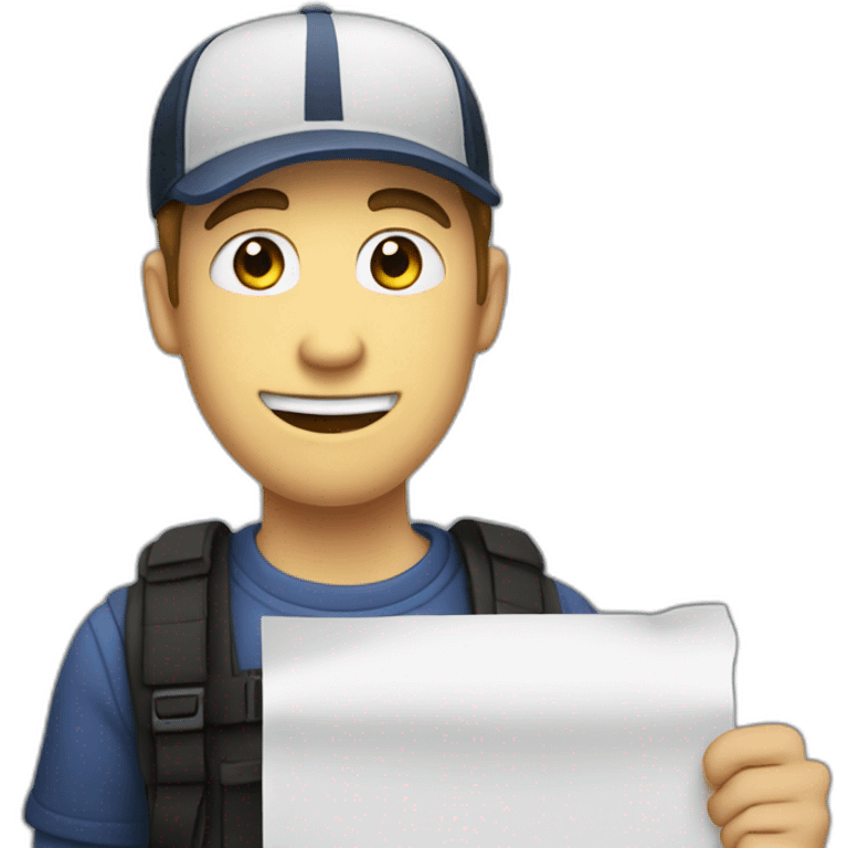 The image depicts a cartoon character dressed as Mrbeast, holding a blank piece of paper. The background is black. emoji