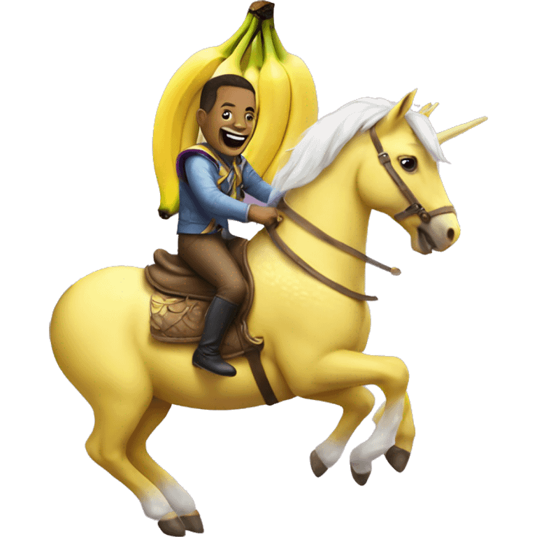 Banana riding a unicorn emoji