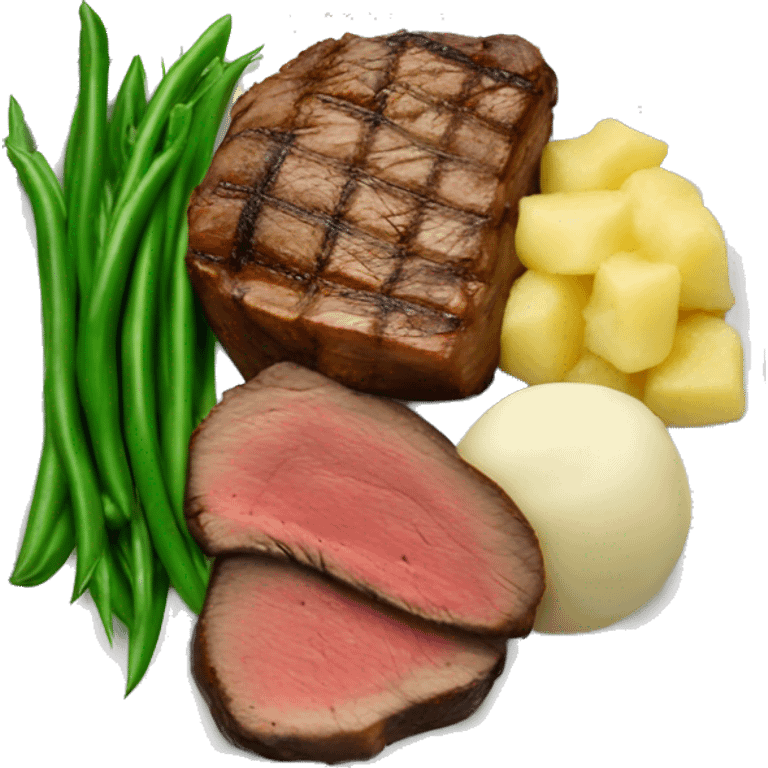 Steak mash potatoes and green bean dinner  emoji