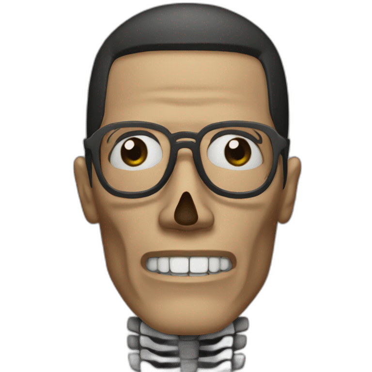 Gustavo Fring with half of his face normal and half of it as a skeleton emoji