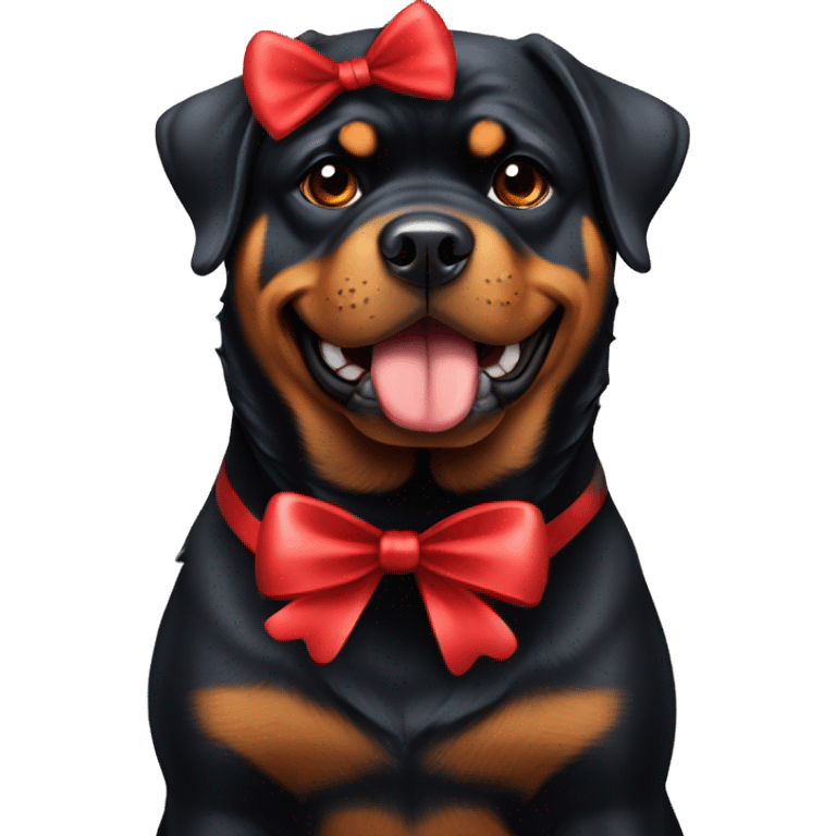 Chubby Rottweiler with red bow emoji