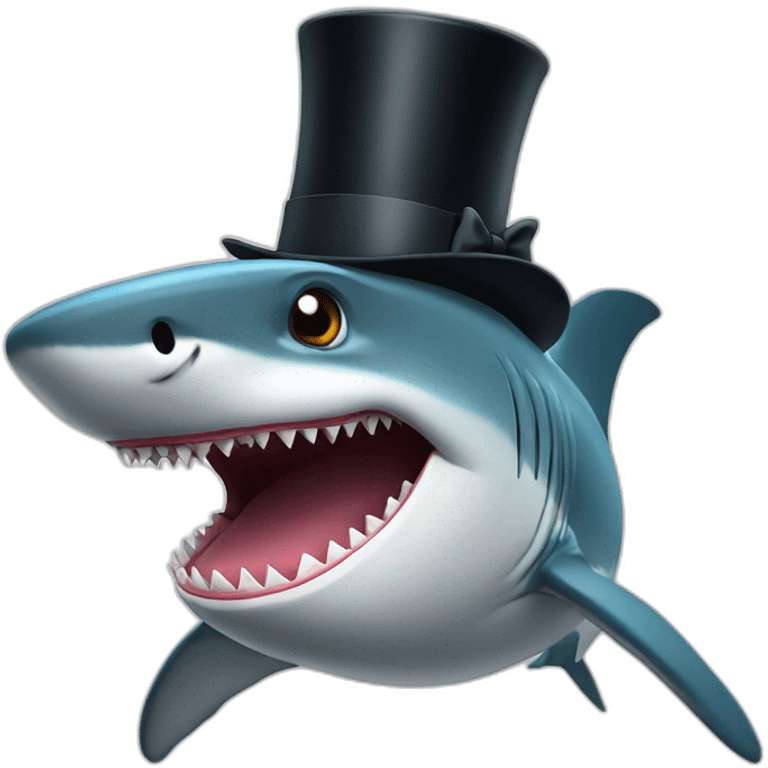 Shark with a top hat emoji