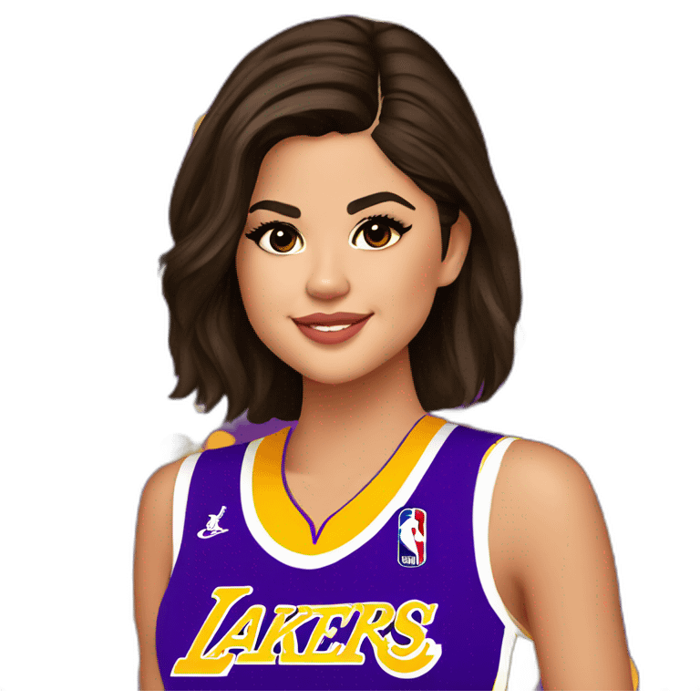 selena gomez with lakers jersey emoji