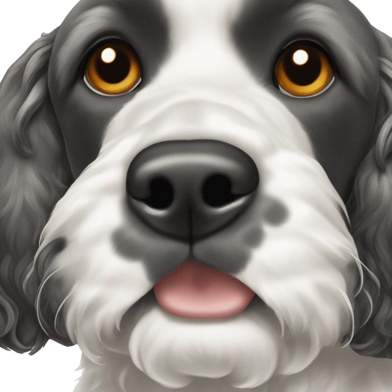 black and white cocker spaniel with nose spots emoji