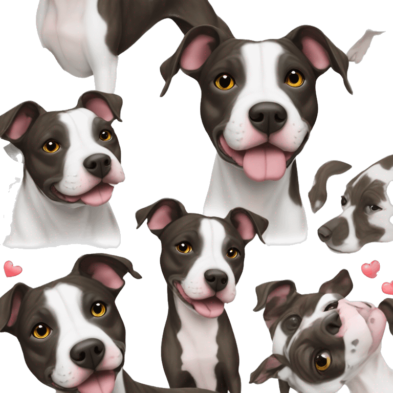 Black and white pitbull with hearts. Brindle. Whippet mix emoji