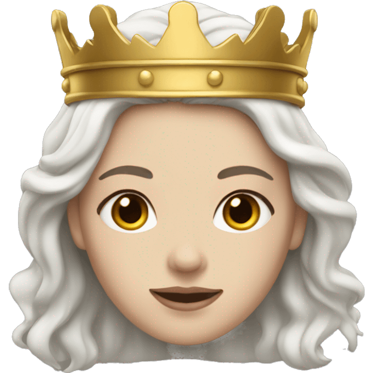 white skinned woman with dark wavy hair and a golden crown emoji