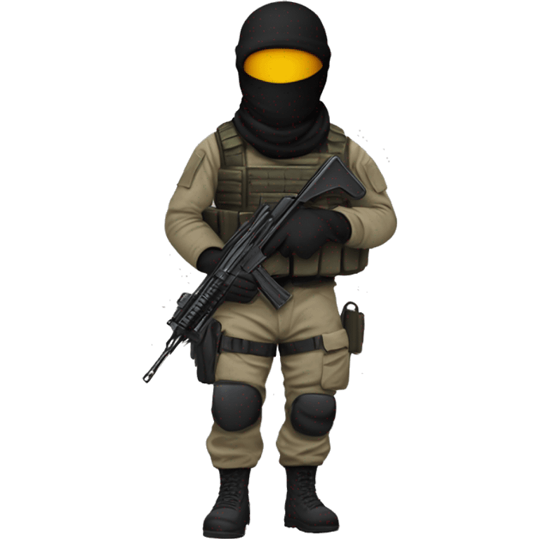 UK special forces operator in a balaclava holding a machine gun walking into an office emoji