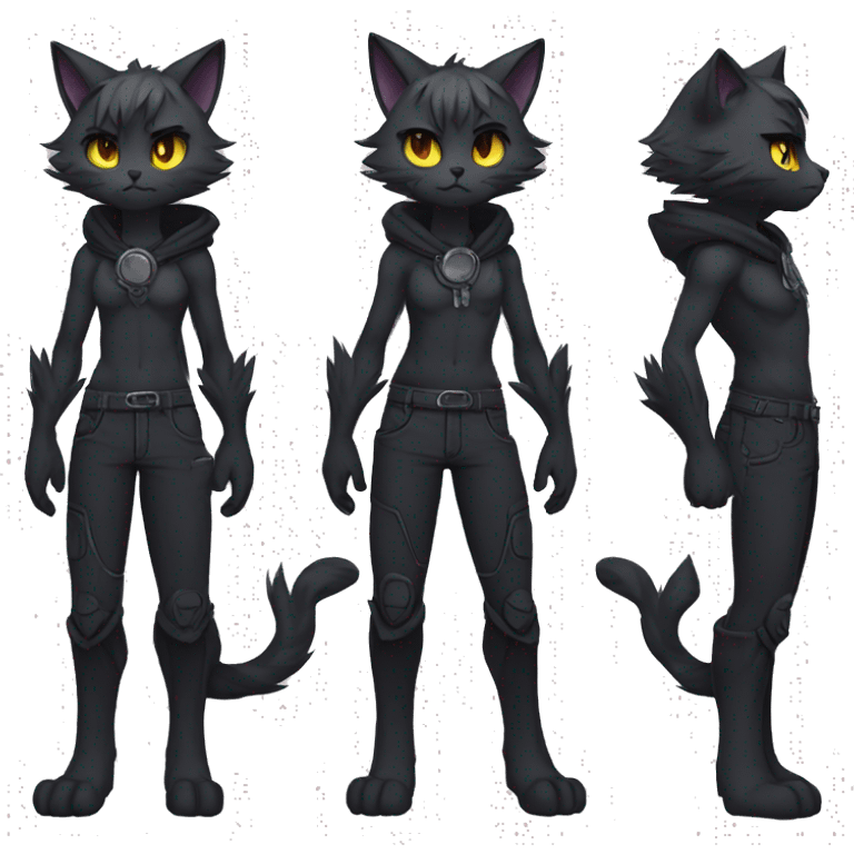 Anthro Dark Edgy Cool Shy Grumpy FurSona Cat Fakemon Full Body emoji