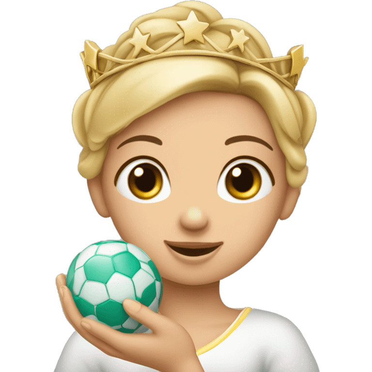 Ein Mädchen mit einer Krone und einem Ball in der Hand  emoji