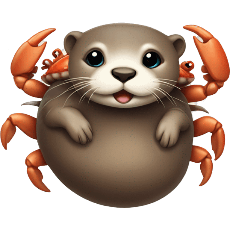 really cute otter on its back with a crab emoji