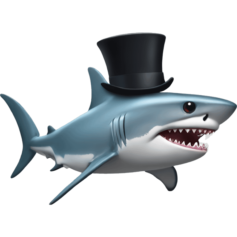 Shark with a top hat emoji