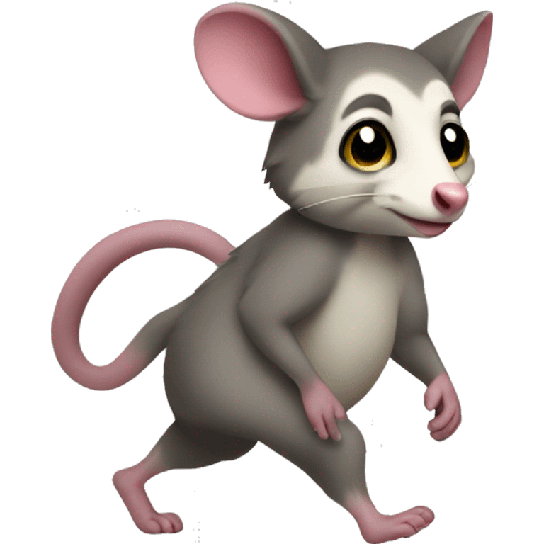 possum full body walking right side view with tail emoji