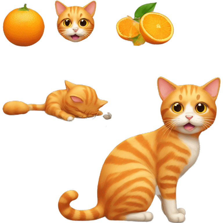 orange cat with mouse  emoji