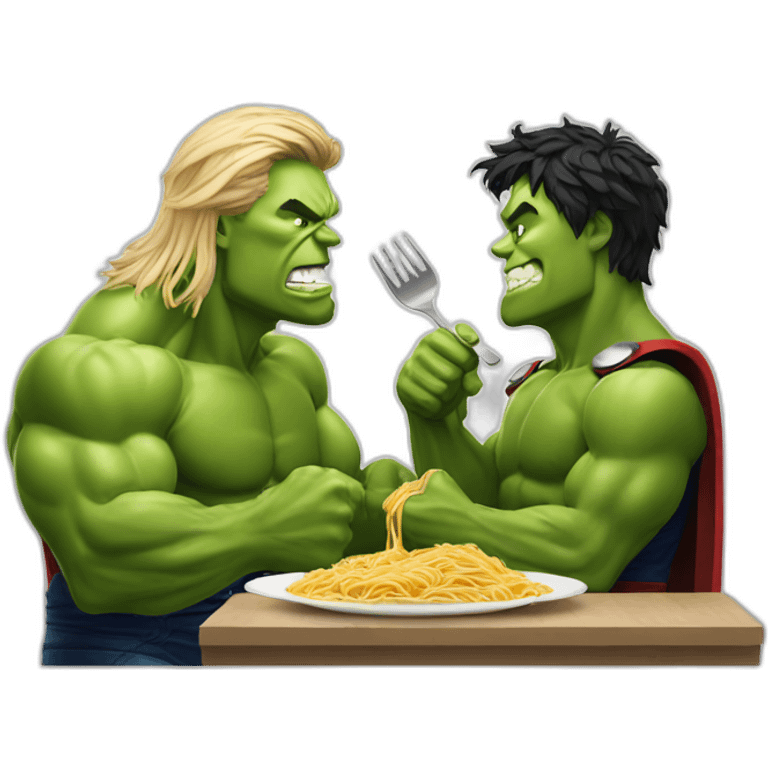 hulk and thor eating spaghetti emoji