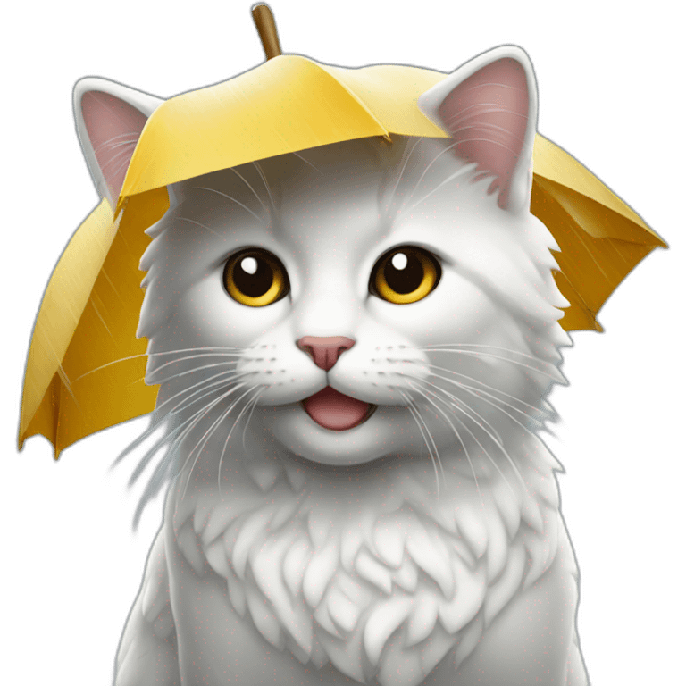 Gata blanca en la lluvia emoji