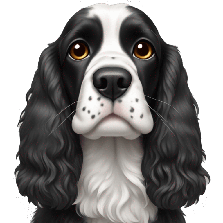 black and white cocker spaniel with nose spots emoji