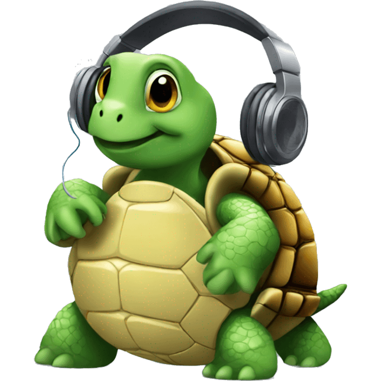 turtle listening to music emoji