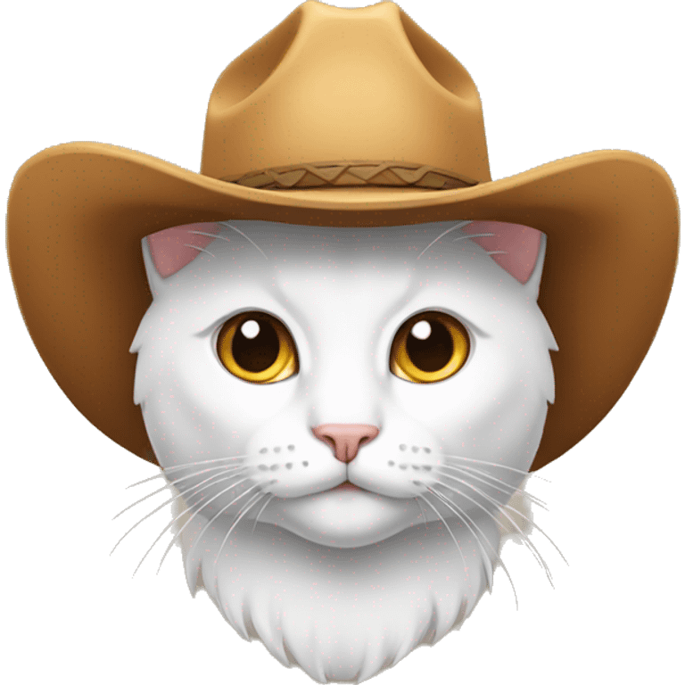 a white cat with a cowboy hat emoji