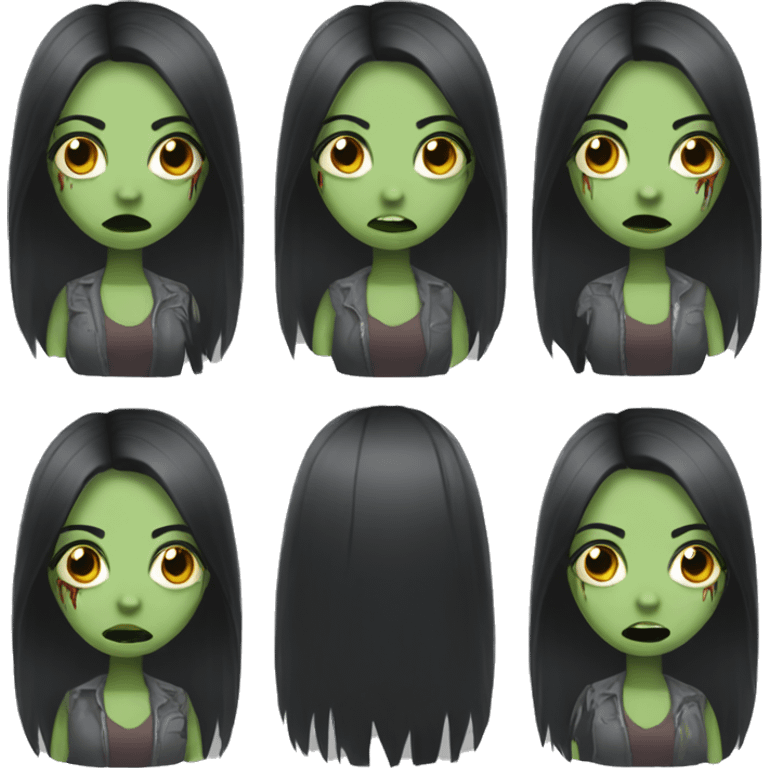 Zombie girl with long black and straight hair emoji