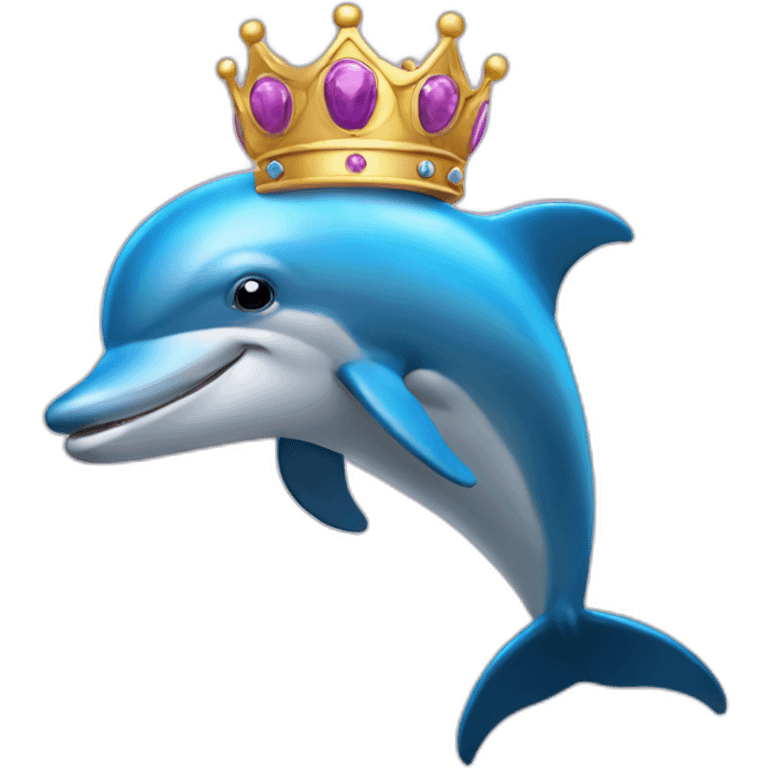 Dolphin with royal crown emoji