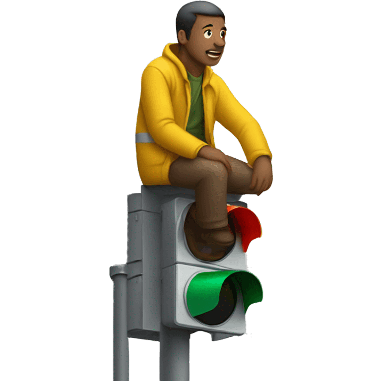 man sitting on a traffic light emoji