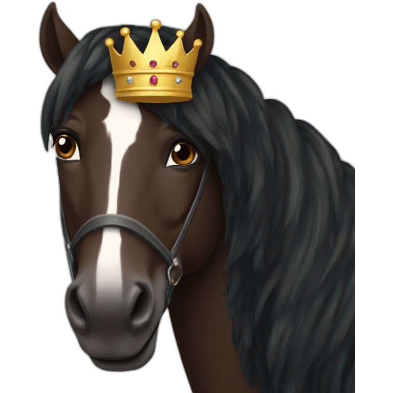 dark brown horse with a crown emoji