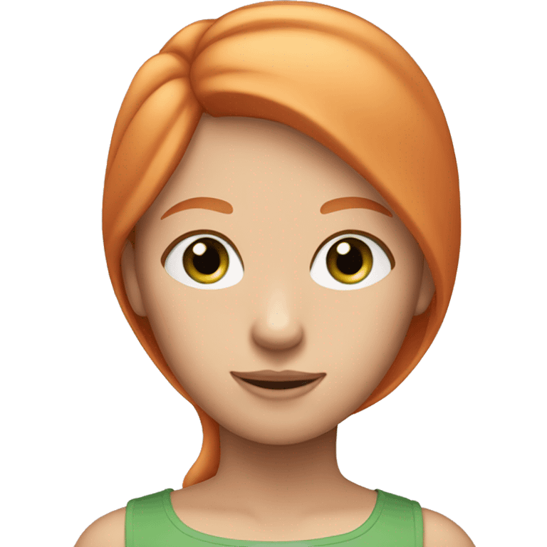 Girl with straight ginger hair and green eyes and pink top emoji