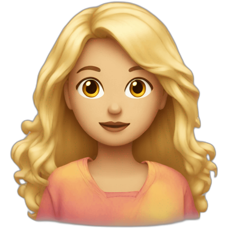 blonde girl watching sunset emoji