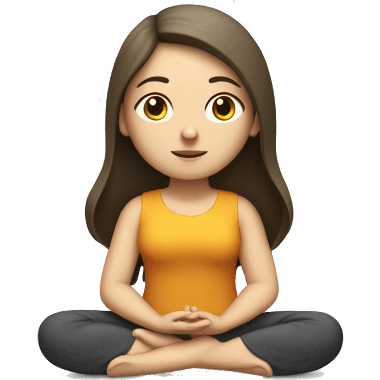 White brunette girl sitting meditating  emoji