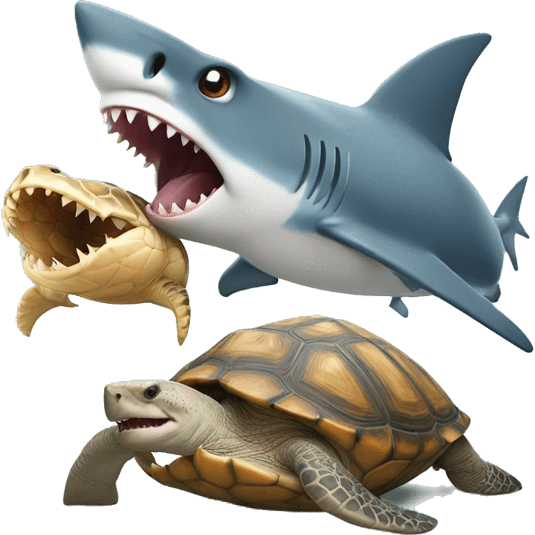 shark biting into a tortoise eating it  emoji