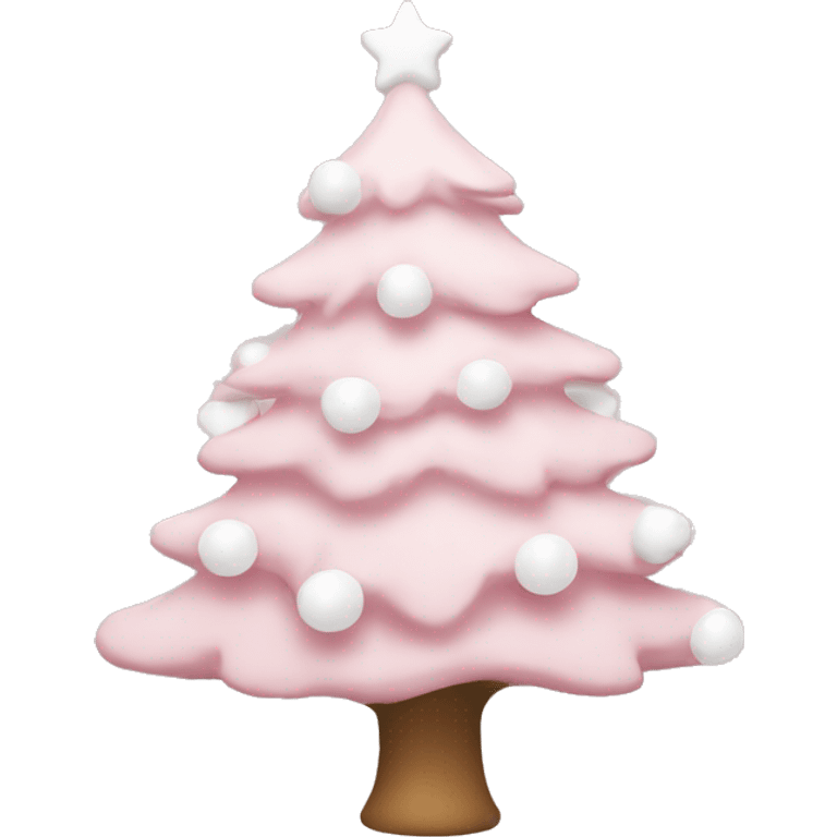 light pink christmas tree with white decorations  emoji