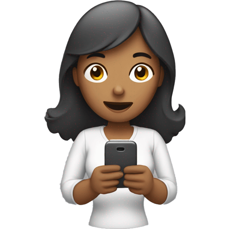 mujer viendo su celular emoji