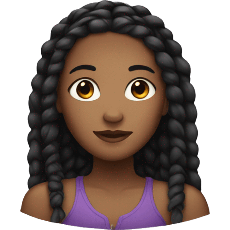 Brown skin black girl with black braids emoji