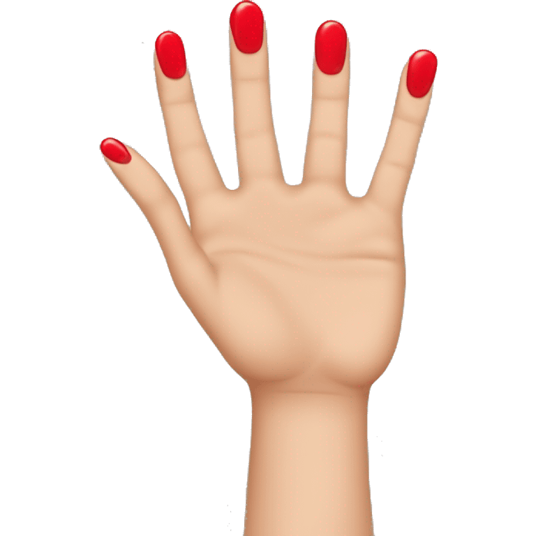 woman hand pointing index finger, red nail varnish. from the top. emoji