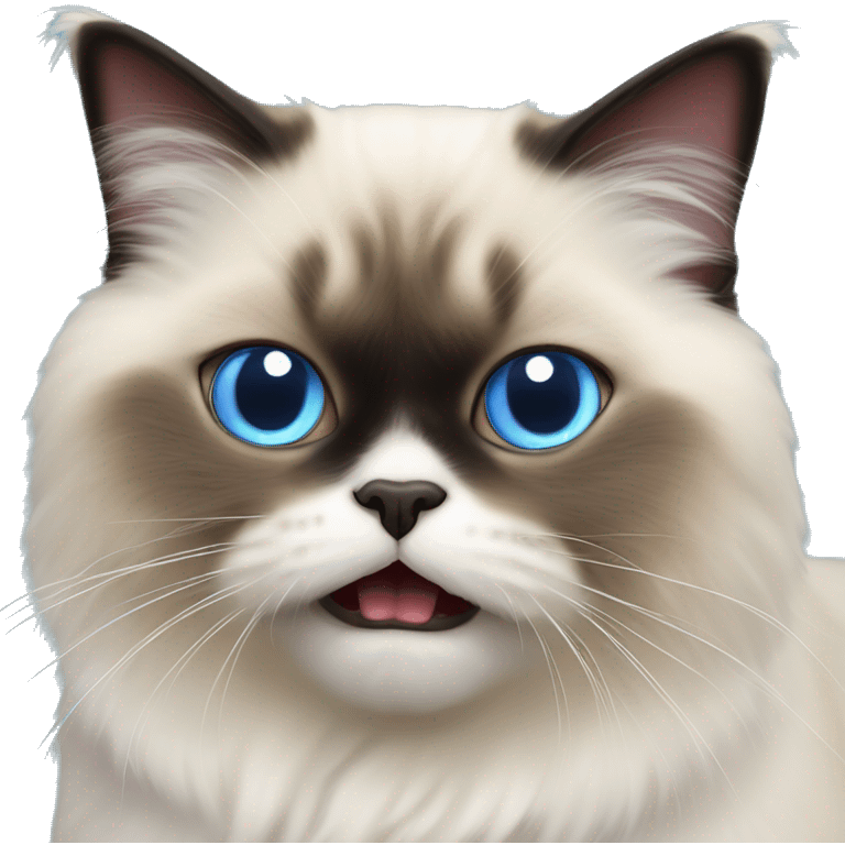 Blue eyed Himalayan cat sticking out tongue emoji